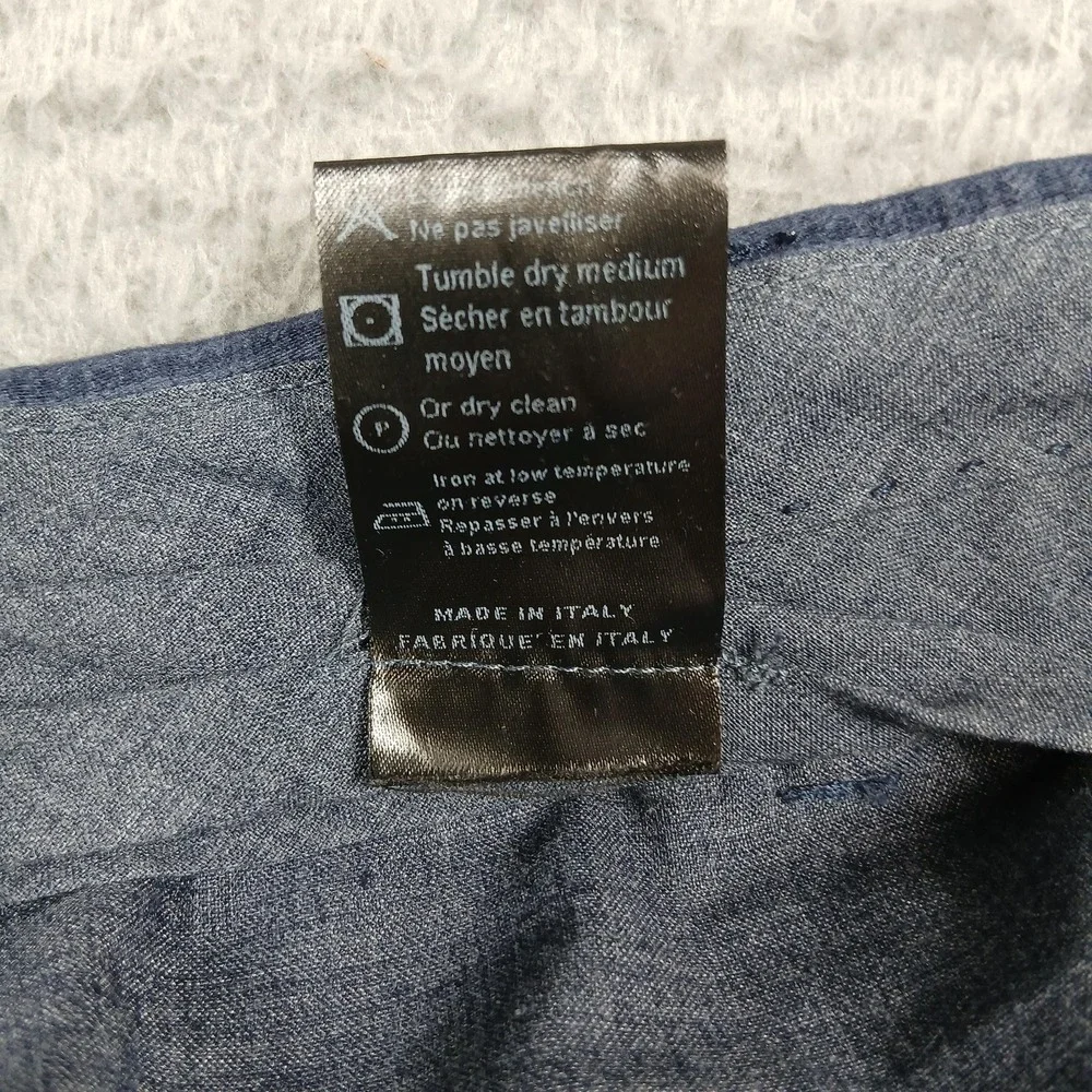 Saks Fifth Avenue Pants Mens 40 Blue Gray Plaid Slim‎ Fit Stretch Cotton Italy